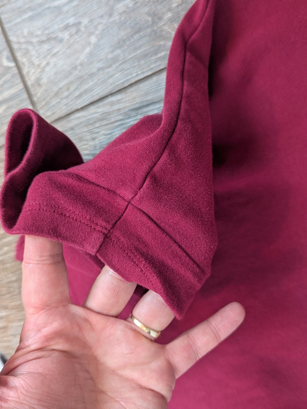 Eileen Fisher Scoop Round Neck Tee Shirt Burgandy Wine Size Large 100% Cotton - Picture 3 of 7